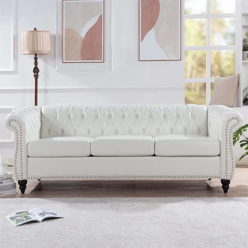 84 Chesterfield Rolled Arm 3 Seater Sofa
