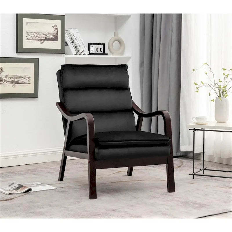 Clovis 24.8 Wide Mid-Century Modern Velvet Armchair