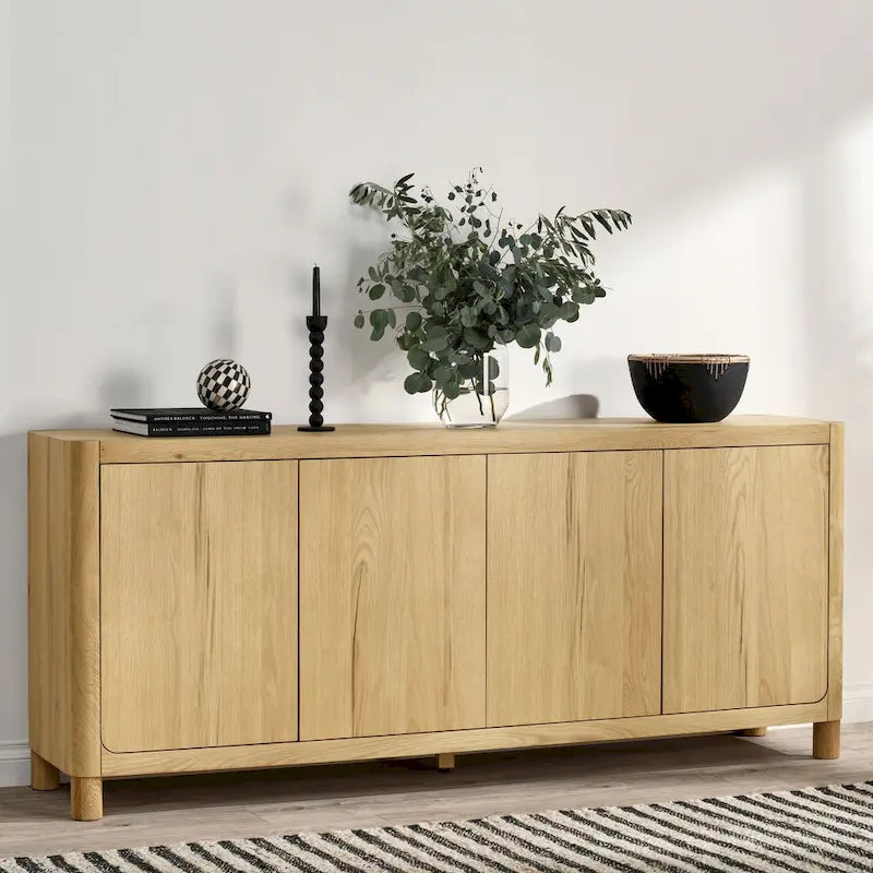 Classic Home Orlando 4-Door Oak Buffet - 80Wx22Dx33H