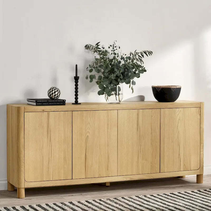 Classic Home Orlando 4-Door Oak Buffet - 80Wx22Dx33H