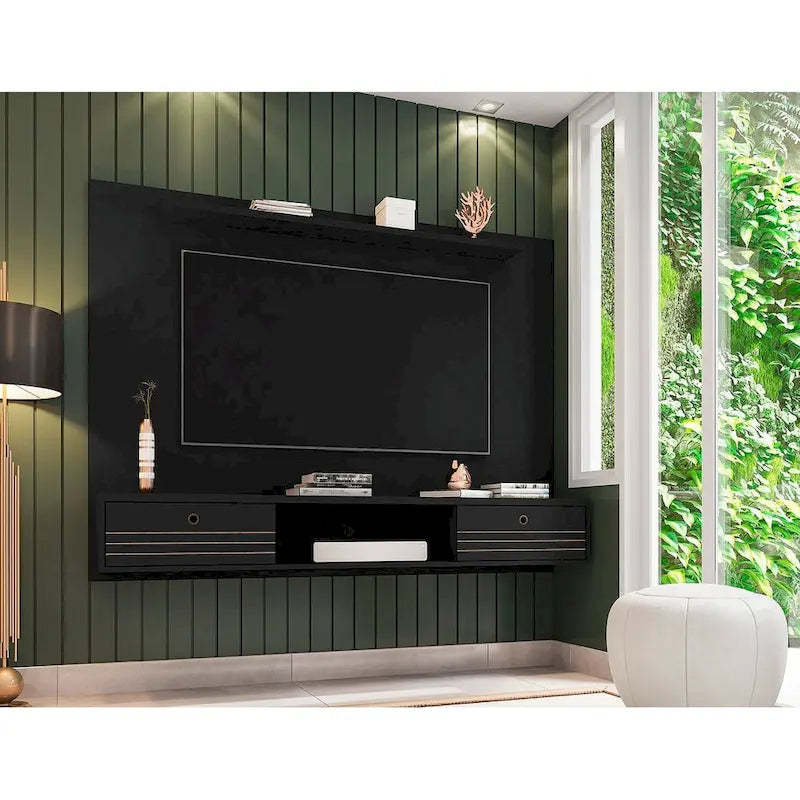 Liberty Mid Century Modern Wood 70.86 Floating Living Room Entertainment Furniture