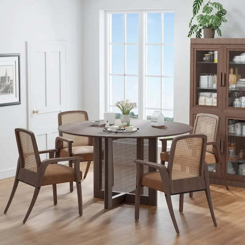 Solid Wood 52 Round Dining Table for 6 People Nordic style - 52*30