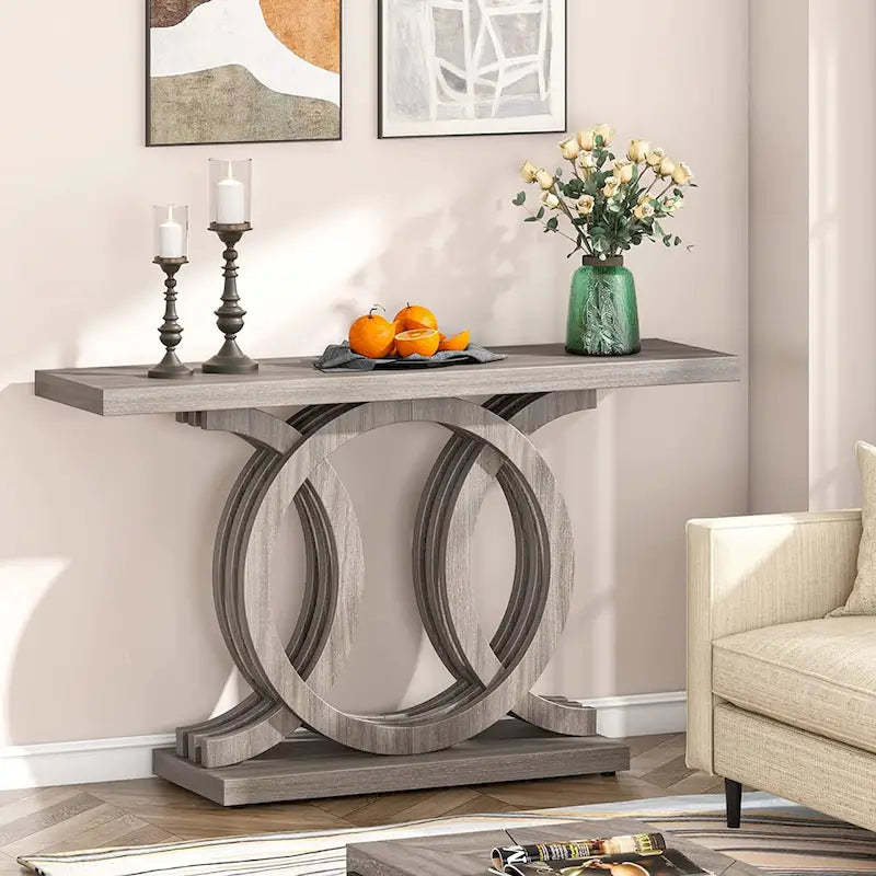 55 Console Sofa Table, Wood Entryway Foyer Table for Living Room