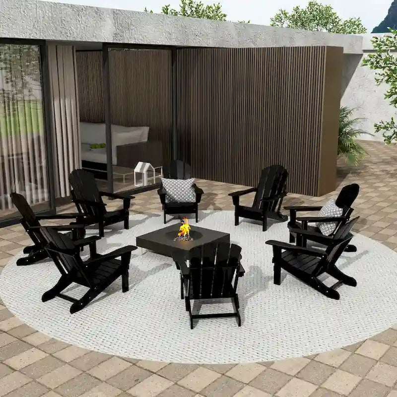 Polytrends Laguna Hdpe All Weather Outdoor Patio Foldable Adirondack Chairs (Set Of 8)