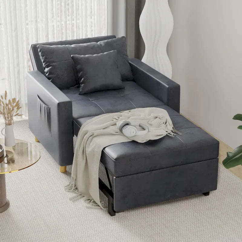 AECOJOY Adjustable Sleeper Chair Bed 3-in-1 Convertible Futon Sofa