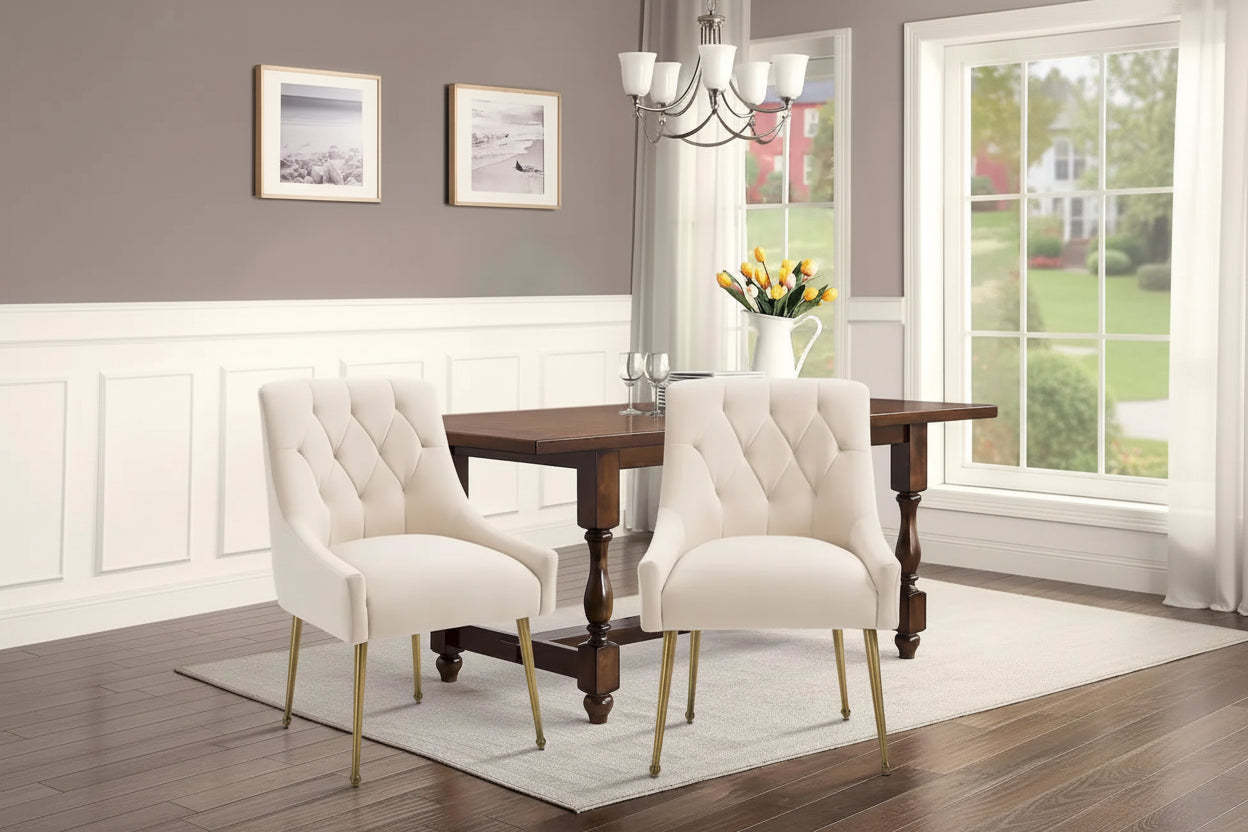 Tufted Velvet Upholstered Accent Dining Chairs Side Chairs (Set of 2)