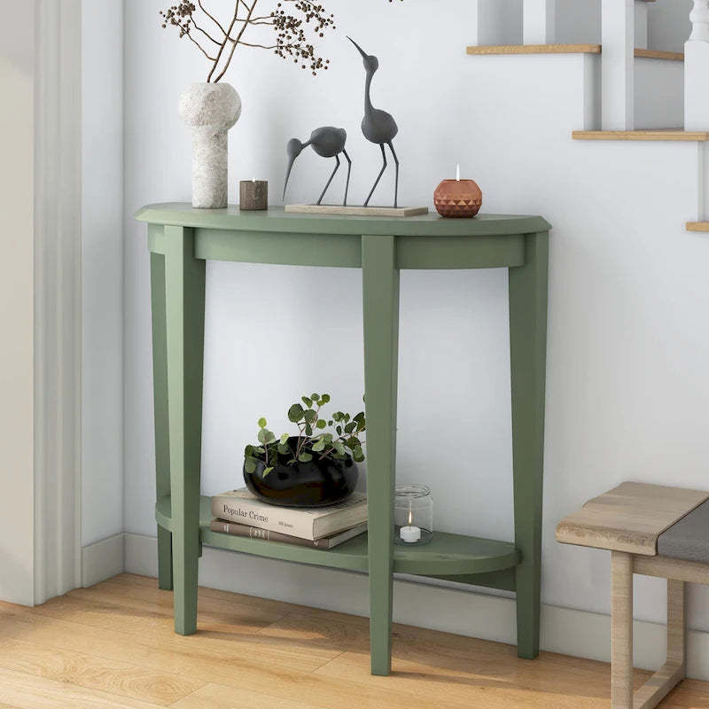DH BASIC Contemporary Brown Decorative 1-Shelf Half-moon Console Table by Denhour