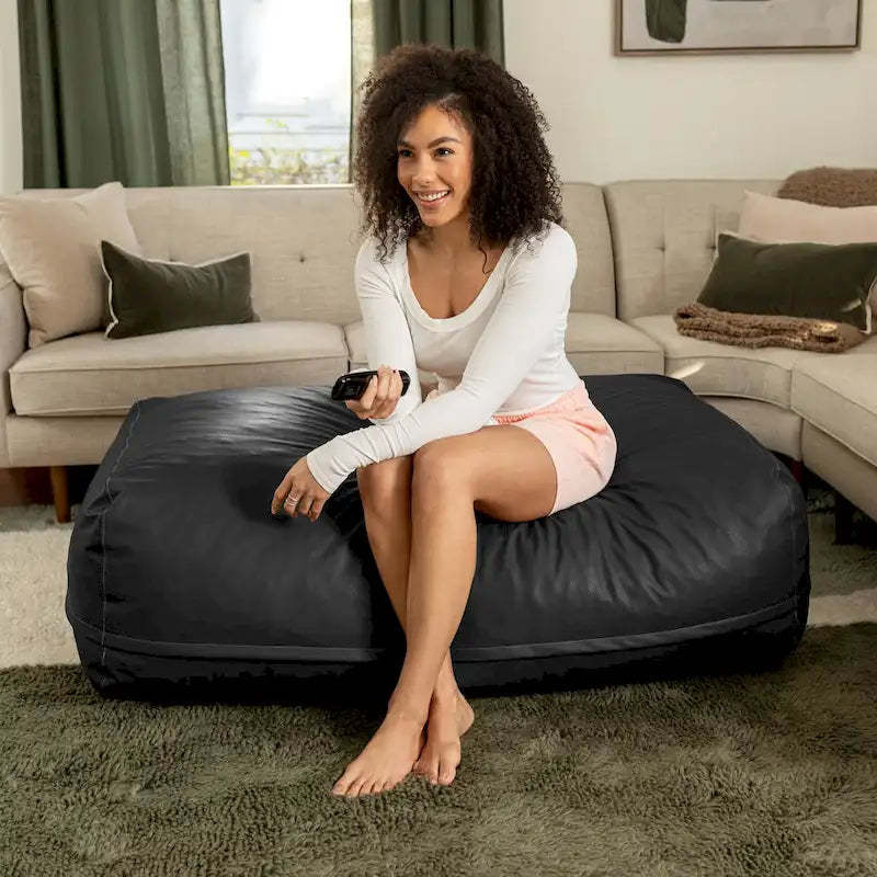 Atrium Collection Lino Ottoman - Oversized Large Couch Ottoman & Lounger - Faux Leather