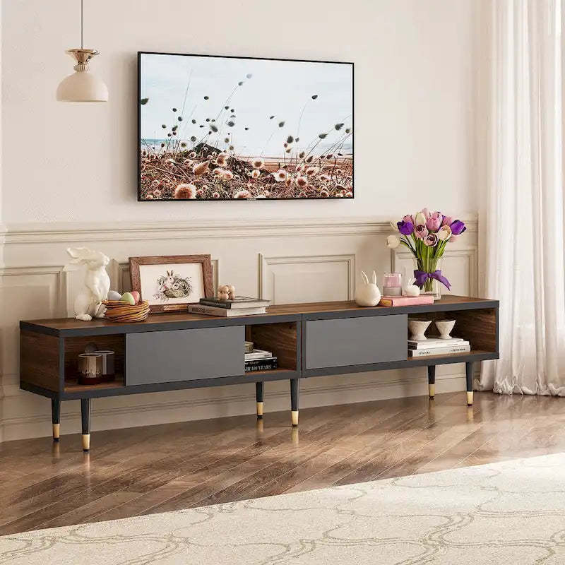 Modern TV Stand up to for 85 inch TVs Entertainment Center with Storage - 80 inch