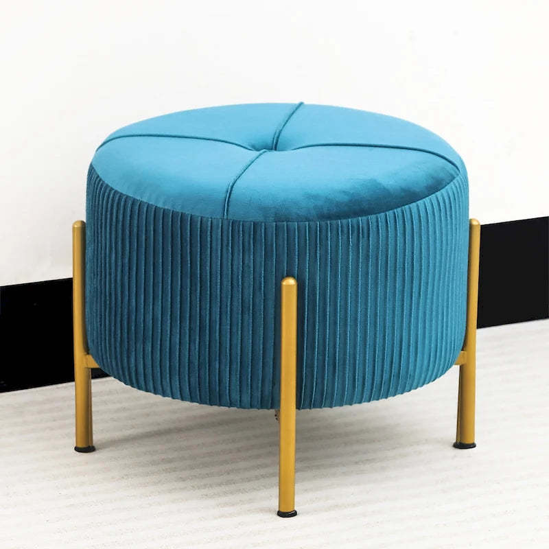 Adeco Round Ottoman 16.5 Foot Rest Stool with Metal Legs