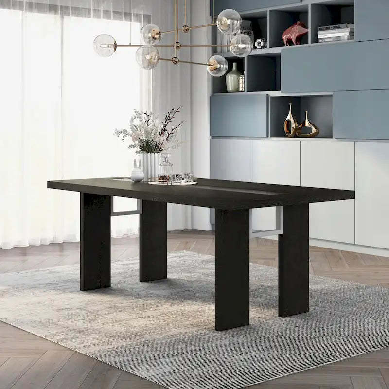 Furniture of America Lumina Contemporary 76-inch Glass Dining Table With LED
