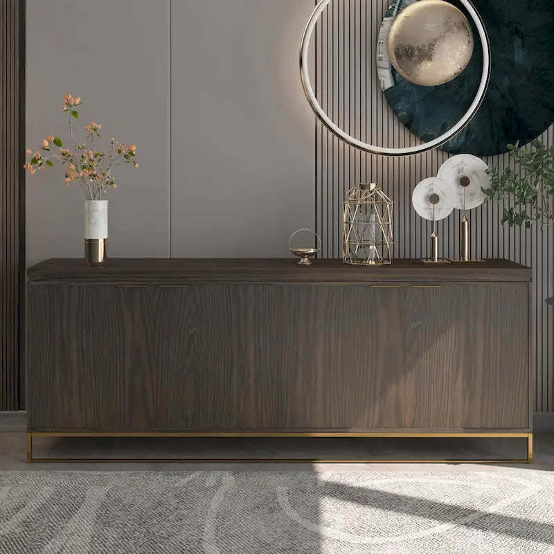 Clihome Furniture Wood 4-Door Accent Cabinet