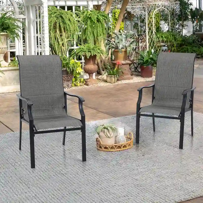MAISON ARTS Patio Dining Chairs Padded Metal Chairs Mesh Textilene Fabric Outdoor Furniture Set of 2/4