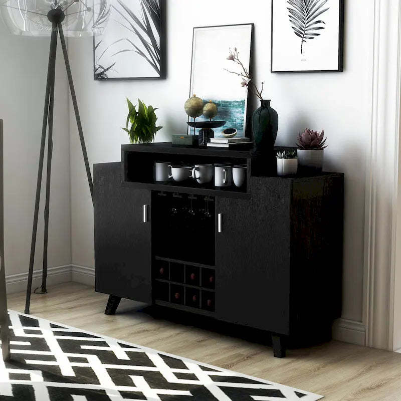 Furniture of America Hafley Contemporary 8-shelf Wine Cabinet Buffet