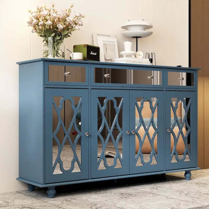 55W Mirrored Credenza Sideboards Buffets Cabinet Bookcase Living Room