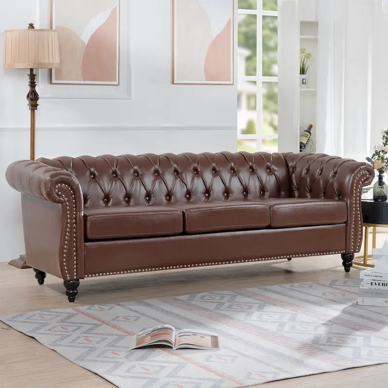 Comfortable 3-Seater Sofa with Fashion Striped Seat Cushion