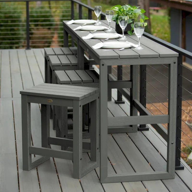 HIGHWOOD Monroe Modern Counter Height Balcony Stool/Table 6-Piece Set - N/A