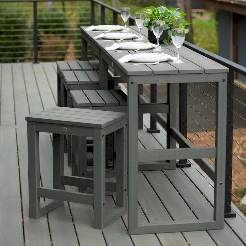 HIGHWOOD Monroe Modern Counter Height Balcony Stool/Table 6-Piece Set - N/A