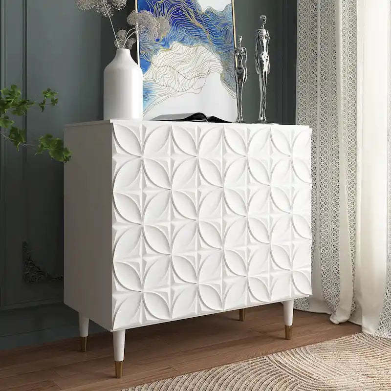 Clihome 2 Door Sideboard Glossy Locker Media Storage Accent Cabinet