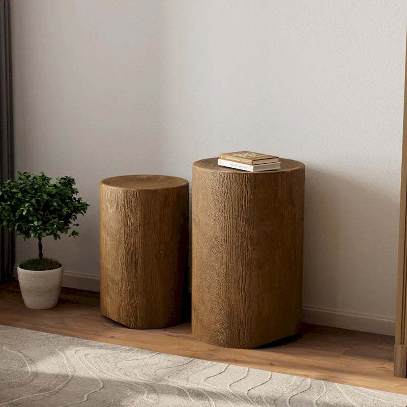 COSIEST Outdoor Concrete Side Tables (Set of 2)