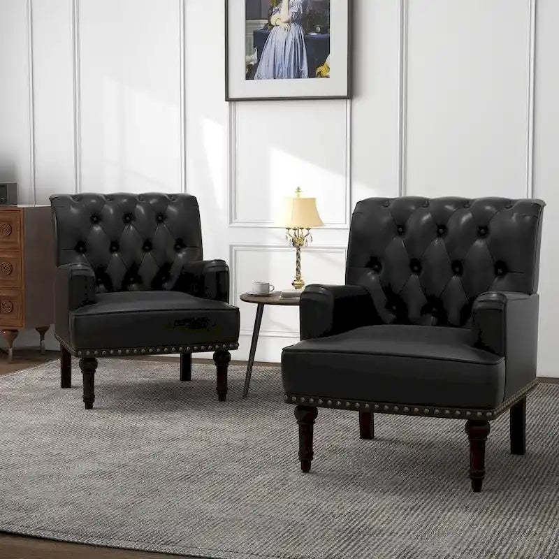 PU Leather Living Room Accent Chair with Tufted Back