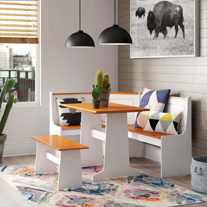 Middlecreek Wood Farmhouse Breakfast Nook Dining Set