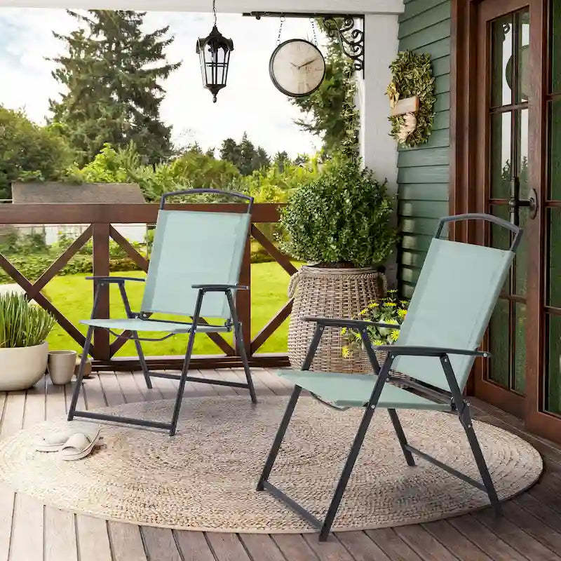 Patio Portable Folding Chairs with Arm Rest Outdoor Club Chairs - See Picture