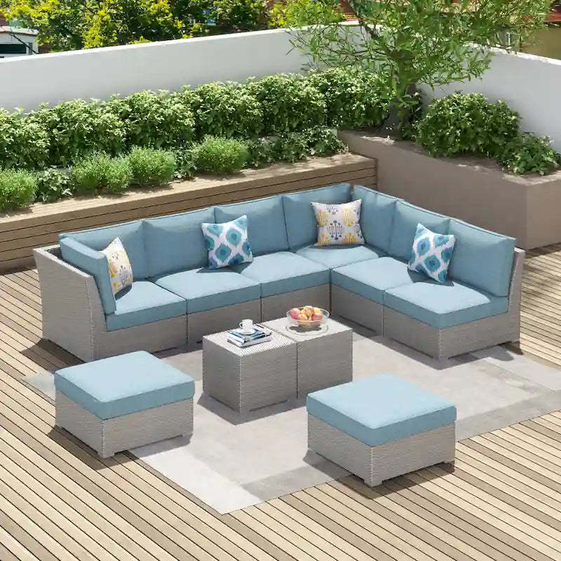 Corvus 10-piece Grey Sectional Conversation Sofa Set