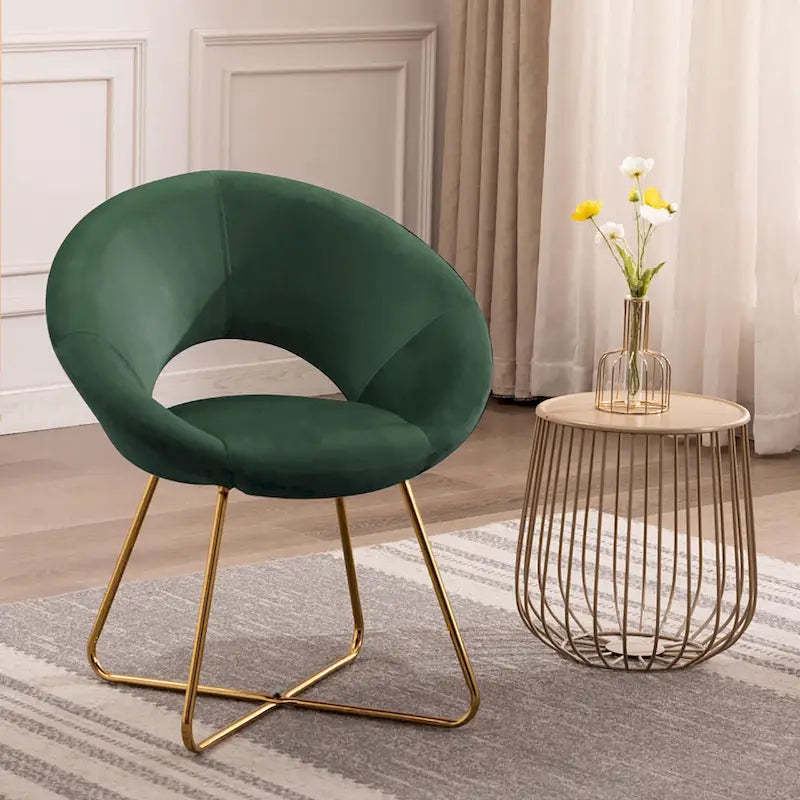 Porthos Home Reine Leisure Accent Chair, Velvet Upholstery, Gold Legs