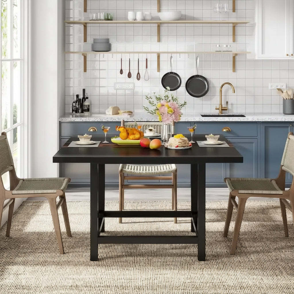 Rustic suqare dining kitchen room table for 4 dinner table for small space