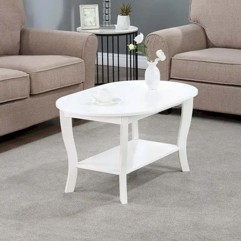Convenience Concepts American Heritage Oval Coffee Table with Shelf