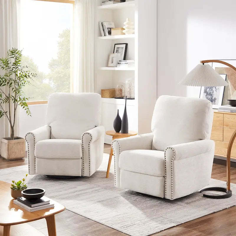 Heido 360 Degree Swivel Glider Manual Recliner Leisure Chair Set of 2
