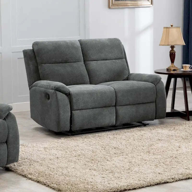 Transitional Fabric Living Room Reclining Loveseat