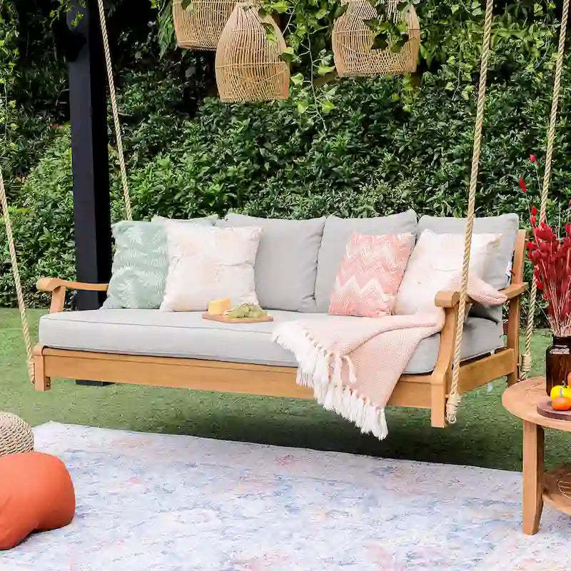 Cambridge Casual Robin Teak Patio Porch Swing Daybed FREE 4-piece Pillow