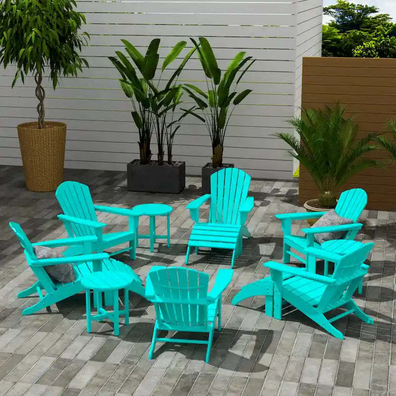 Polytrends Altura 12-Piece Poly All Weather Adirondack Chair With Ottoman And Side Table