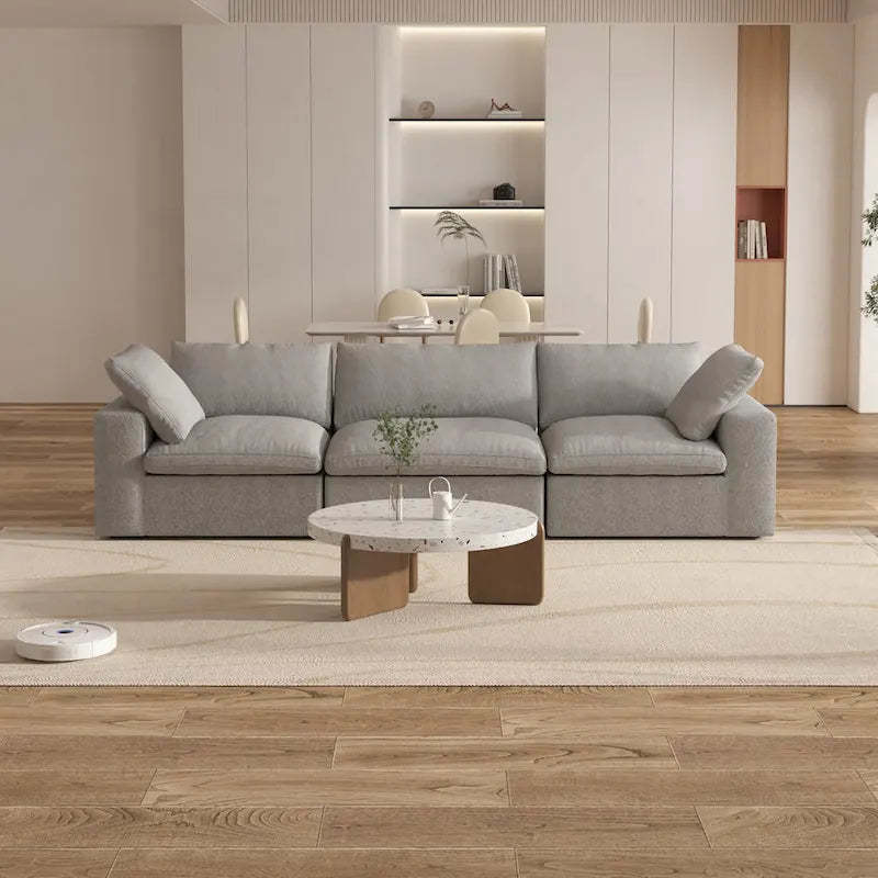 120 inch Contemporary Soft Commix Down Filled Cushions 3-Piece Sectional Sofa