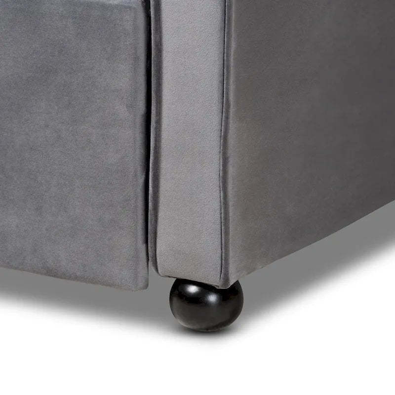Silver Orchid Titus Contemporary Tufted Velvet Daybed with Trundle