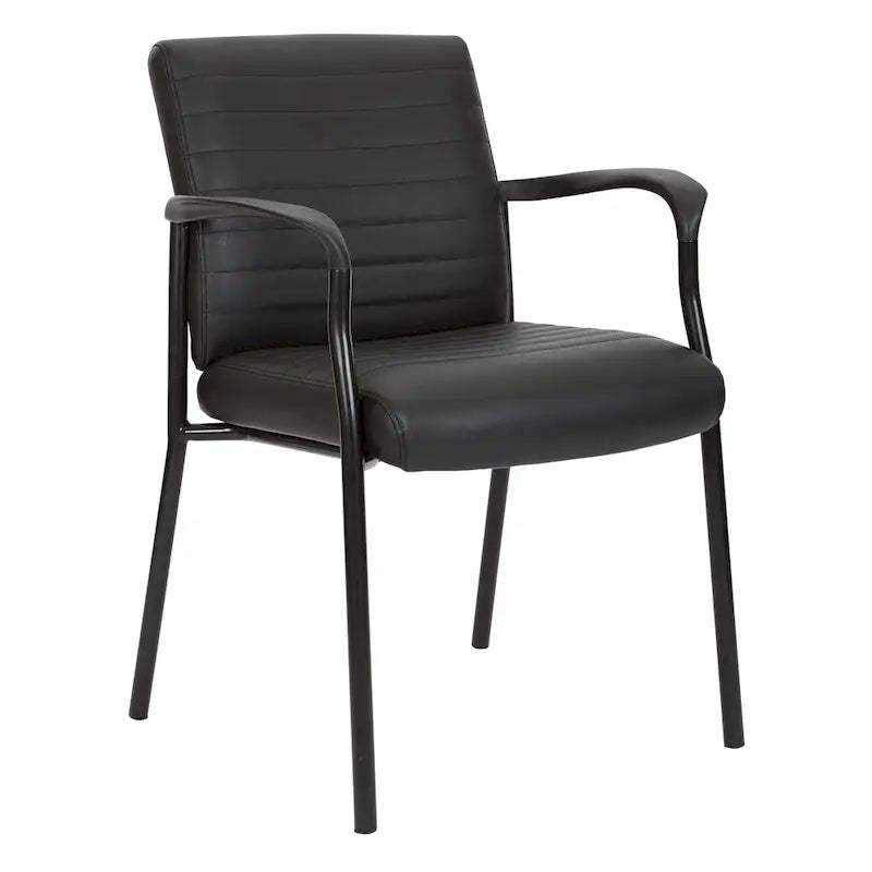 Guest Chair in Faux Leather and Black Frame