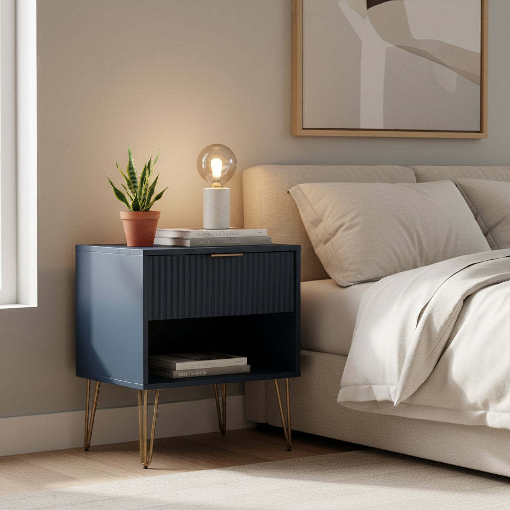 Manhattan Comfort Dumbo Mid Century Nightstand with 1 Drawer