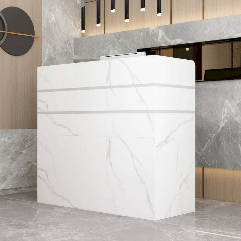 Kerrogee 47.2L Reception Counter Desk with Lockable Drawers Table