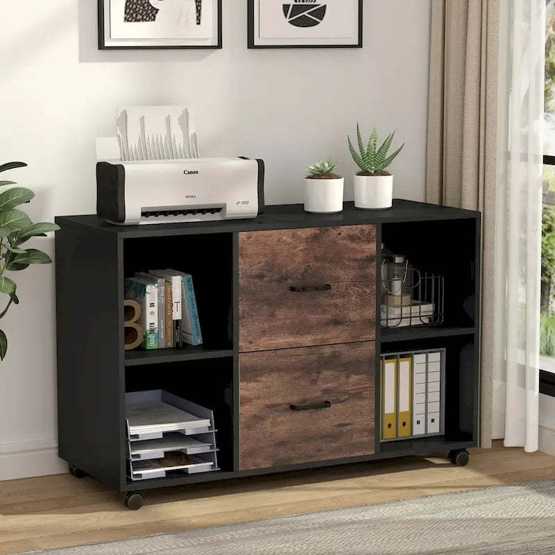 2-Drawer Wood Mobile Lateral File Cabinet