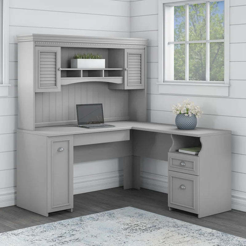Fairview 60W L Shaped Desk with Hutch by Bush Furniture