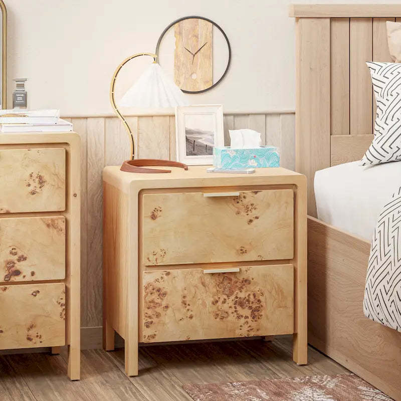 COZAYH Fully-Assembled Farmhouse Nightstand, Rustic Distressed Wood Retro Accent Dresser, Chest of Drawers,Boho