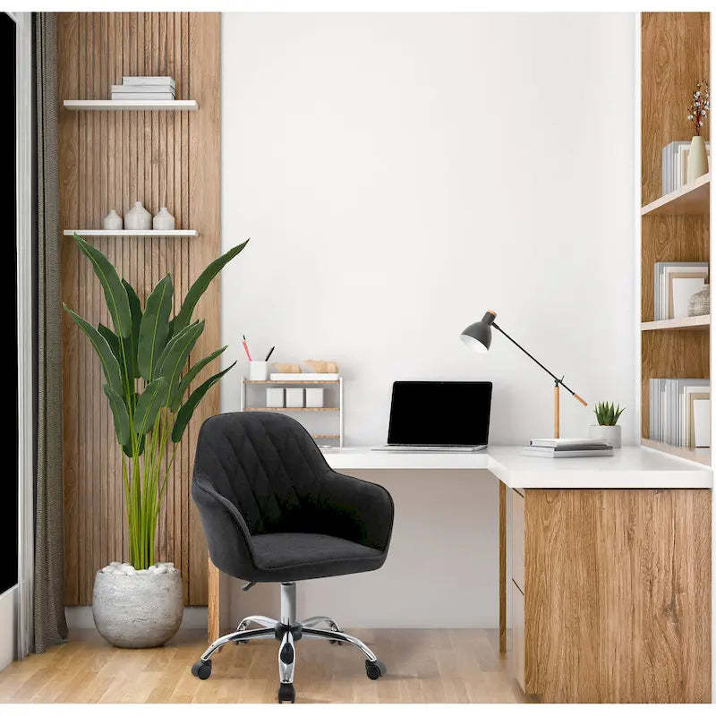 Porthos Home Noa Home Office Desk Chair, Fabric And Roller Wheels