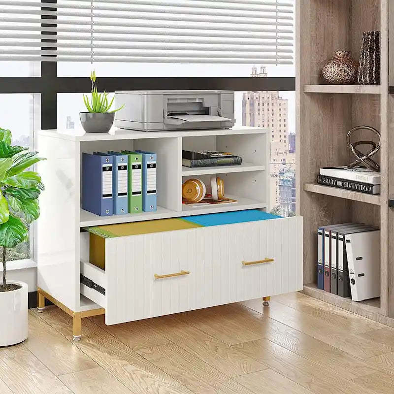 File Cabinet with Drawer, Letter/Letter/A4 Size, Adjustable Rod