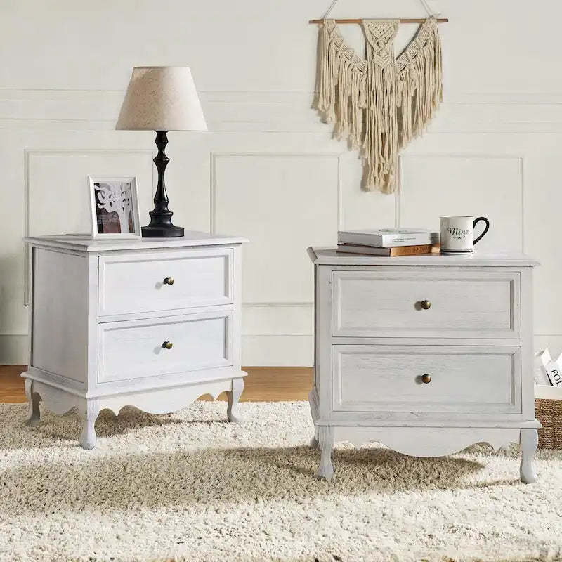 Pallantium 24 Tall 2 - Drawer Nightstand with Charging Station Space Set of 2 by HULALA HOME
