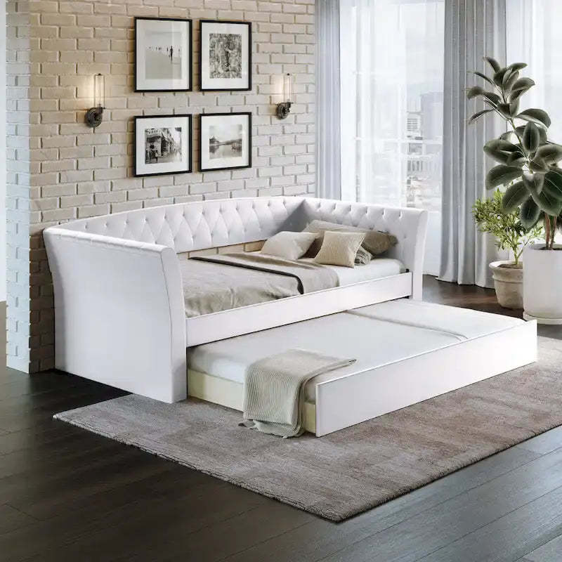 St. Ives Faux Leather Upholstered Day Bed with Trundle