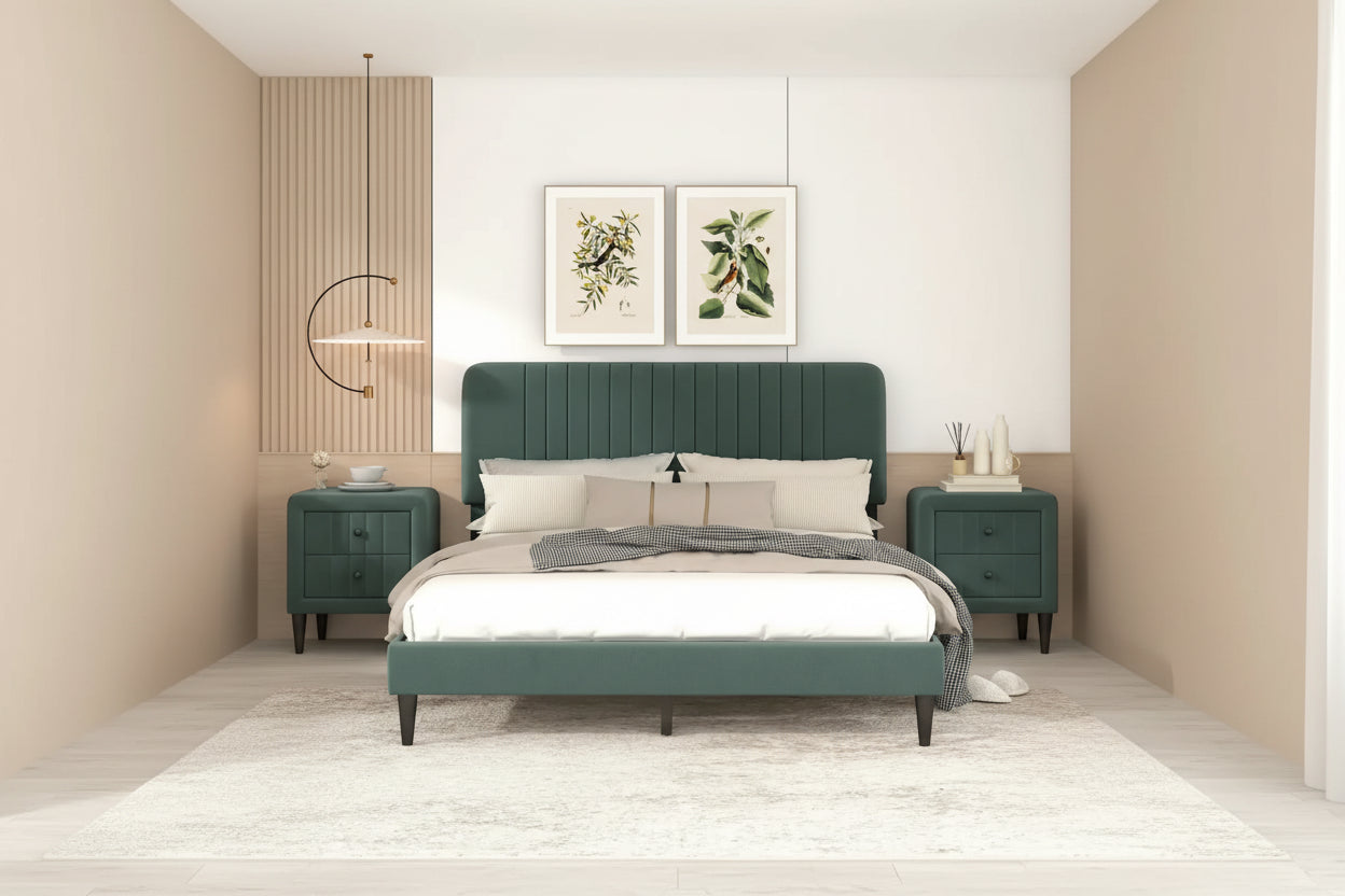 Queen Size Upholstered Platform Bed
