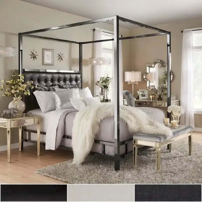 Solivita King-size Black Nickel Frame Canopy Bed by INSPIRE Q Bold
