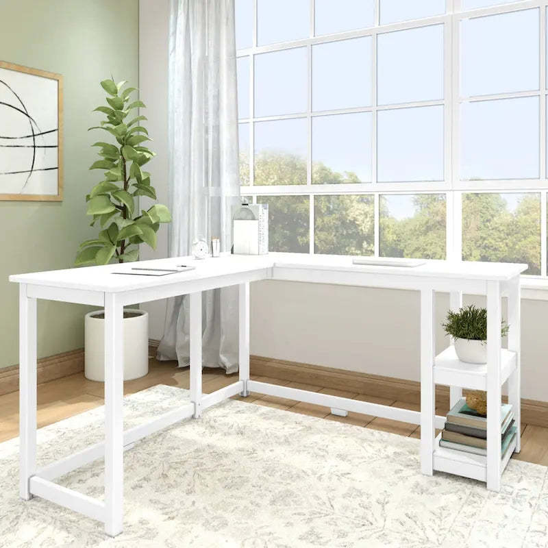 Plank and Beam Corner Desk w/ Shelves